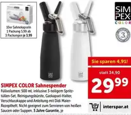 Interspar SIMPEX COLOR Sahnespender Angebot
