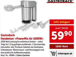 Interspar Gastroback Handmixer PowerMix Air 1000W Angebot