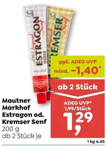 ADEG Mautner Markhof Estragon od. Kremser Senf Angebot