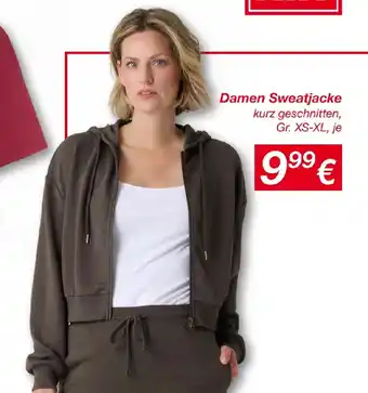 Damen sweatjacke kurz geschnitten