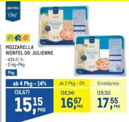 Metro MOZZARELLA WÜRFEL OD. JULIENNE Angebot