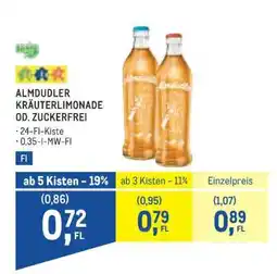 Metro ALMDUDLER KRÄUTERLIMONADE OD. ZUCKERFREI Angebot