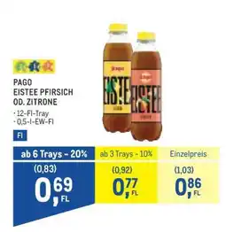 Metro PAGO EISTEE PFIRSICH OD. ZITRONE Angebot