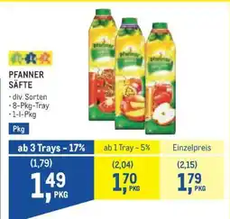 Metro Pfanner Säfte Angebot