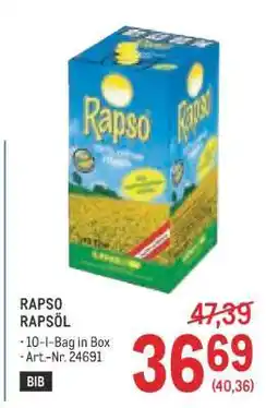 Metro Rapso Rapsöl Angebot
