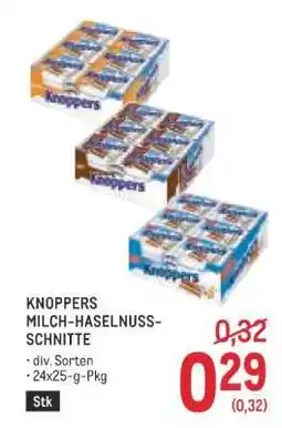 Metro KNOPPERS MILCH-HASELNUSS-SCHNITTE Angebot
