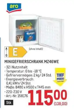Metro MINIGEFRIERSCHRANK MZ46WE Angebot