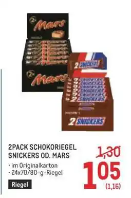 Metro 2PACK SCHOKORIEGEL SNICKERS OD. MARS Angebot