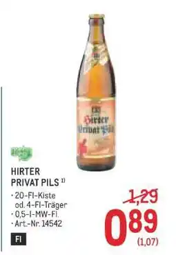 Metro Hirter Privat Pils Angebot