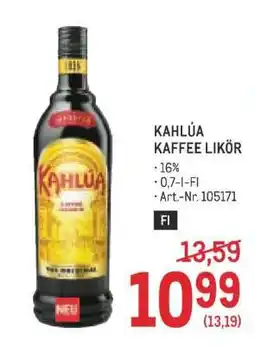 Metro KAHLÚA KAFFEE LIKÖR Angebot