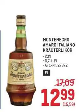 Metro Montenegro Amaro Italiano Kräuterlikör Angebot