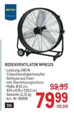 Metro BODENVENTILATOR WM6125 Angebot