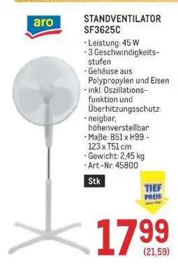 Metro aro STANDVENTILATOR SF3625C Angebot