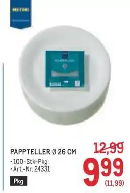 Metro PAPPTELLER Ø 26 CM Angebot