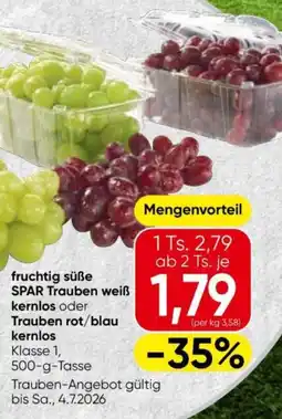 Eurospar Fruchtig süße spar trauben weiß kernlos oder trauben rot/blau kernlos Angebot