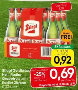 Eurospar Stiegl goldbräu, hell, radler grapefruit oder radler zitrone Angebot
