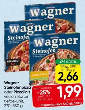 Eurospar Wagner steinofenpizza oder piccolinis Angebot
