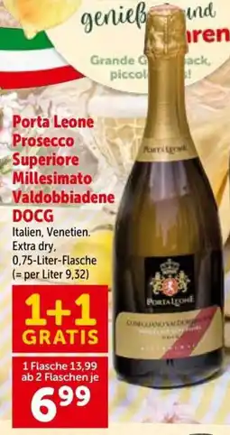 Interspar Porta Leone Prosecco Superiore Millesimato Valdobbiadene DOCG Angebot