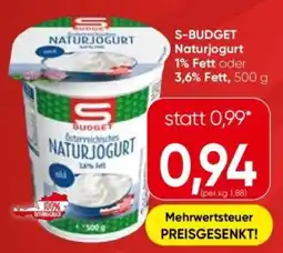 Eurospar S-budget naturjogurt 1% fett oder 3.6 fett Angebot