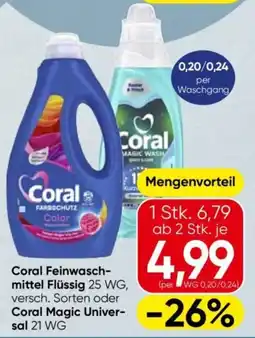 Eurospar Coral feinwasch- mittel flüssig 25 wg, versch. sorten oder coral magic univer- sal 21 wg Angebot