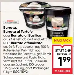 Maximarkt Burrata, burrata al tartufo oder burrata al basilico Angebot
