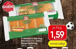 Eurospar S-BUDGET 4 Hot Dog Brötchen oder 4 Maxi Burger Brötchen Angebot