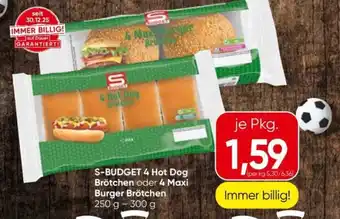 S-BUDGET 4 Hot Dog Brötchen oder 4 Maxi Burger Brötchen
