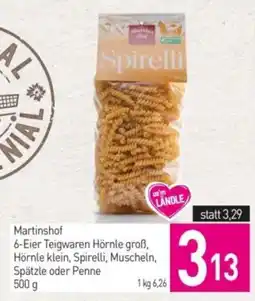 Sutterlüty Martinshof 6-eier teigwaren hörnle groß, hörnle klein, spirelli, muscheln, spätzle oder penne Angebot