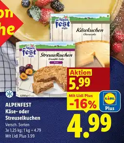 Lidl Alpenfest käse- oder streuselkuchen Angebot