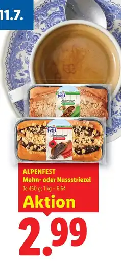 Lidl Alpenfest mohn- oder nussstriezel Angebot