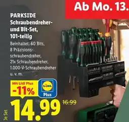 Lidl Parkside schraubendreher und bit set 101-teilig Angebot