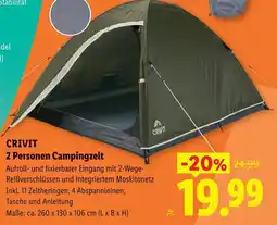 Lidl Crivit 2 personen campingzelt Angebot