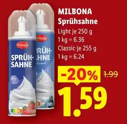 Lidl Milbona sprühsahne Angebot