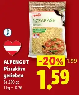 Lidl Alpengut pizzakäse gerieben Angebot