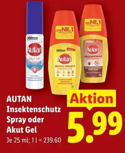 Lidl Autan insektenschutz spray oder akut gel Angebot