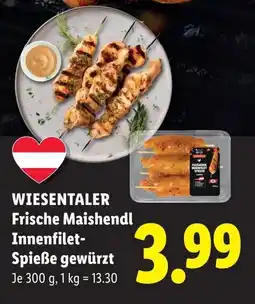Lidl Wiesentaler frische maishendl innenfilet spieße gewürzt Angebot