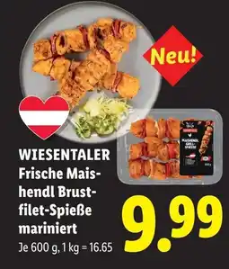 Lidl Wiesentaler frische mais hendl brust filet spieße mariniert Angebot