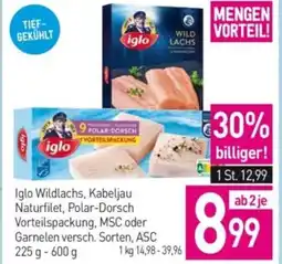 Sutterlüty Iglo wildlachs, kabeljau naturfilet, polar-dorsch vorteilspackung, msc oder garnelen Angebot