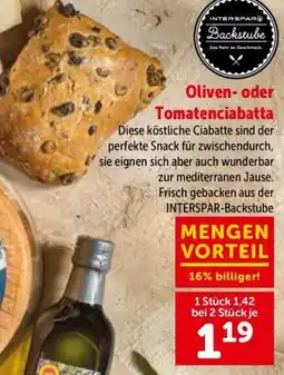 Interspar Oliven- oder Tomatenciabatta Angebot