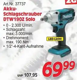 Zgonc Art.Nr. 37737 Akku- Schlagschrauber DTW190Z Solo Angebot