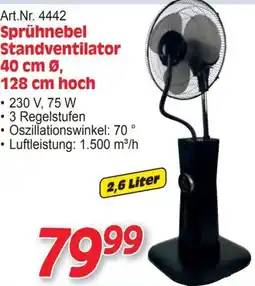 Zgonc Art.Nr. 4442 Sprühnebel Standventilator 40 cm 0, 128 cm hoch Angebot