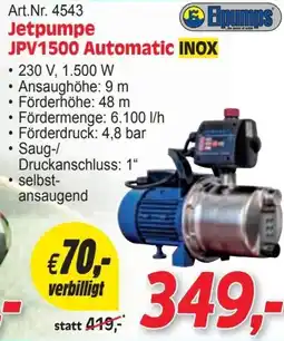 Zgonc Art.Nr. 4543 Jetpumpe JPV1500 Automatic INOX Angebot