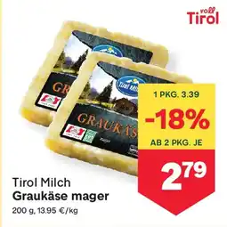 MPreis Tirol Milch Graukäse mager Angebot