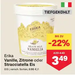 MPreis ERIKA Vanille, Zitrone oder Stracciatella Eis Angebot