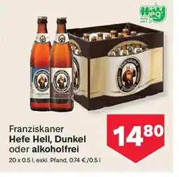 MPreis Franziskaner Hefe Hell, Dunkel oder alkoholfrei Angebot