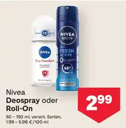 MPreis Nivea Deospray oder Roll-On Angebot