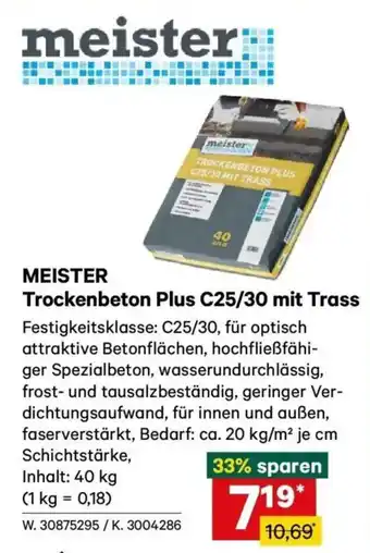 Lagerhaus MEISTER Trockenbeton Plus C25/30 mit Trass Angebot
