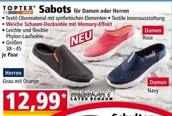 TOPTEX Sabots für Damen oder Herren