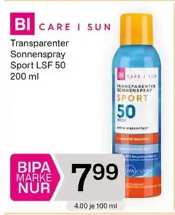 Bipa Transparenter Sonnenspray Sport LSF 50 Angebot