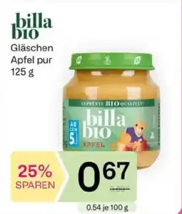 Bipa billa bio Gläschen Apfel pur Angebot
